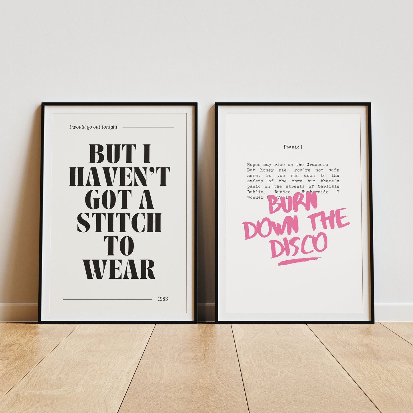 Panic Print - Typewrite: Burn Down The Disco Song-Inspired Poster, Iconic Wall Art, 80s Music Home Decor, Retro Print, Manchester Band