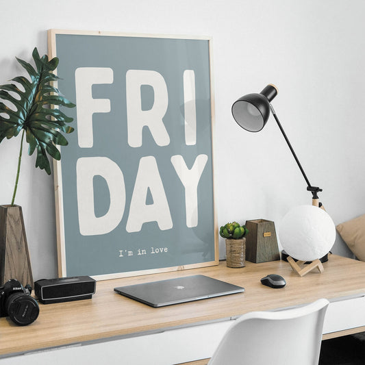 Friday I'm In Love - Light Blue Print: The Cure Lyric Poster, Song-Inspired Wall Art, Iconic Music, Alternative Home Decor Gift, Retro Print