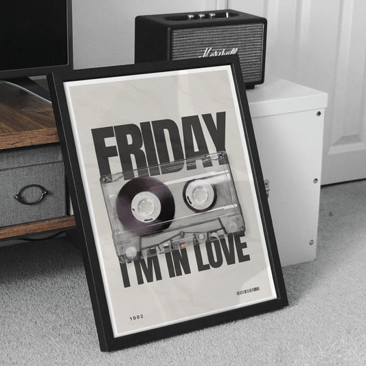Friday I'm In Love - Cassette Print: The Cure Lyric Poster, Song-Inspired Wall Art, Iconic Music, Alternative Home Decor Gift, Retro Print