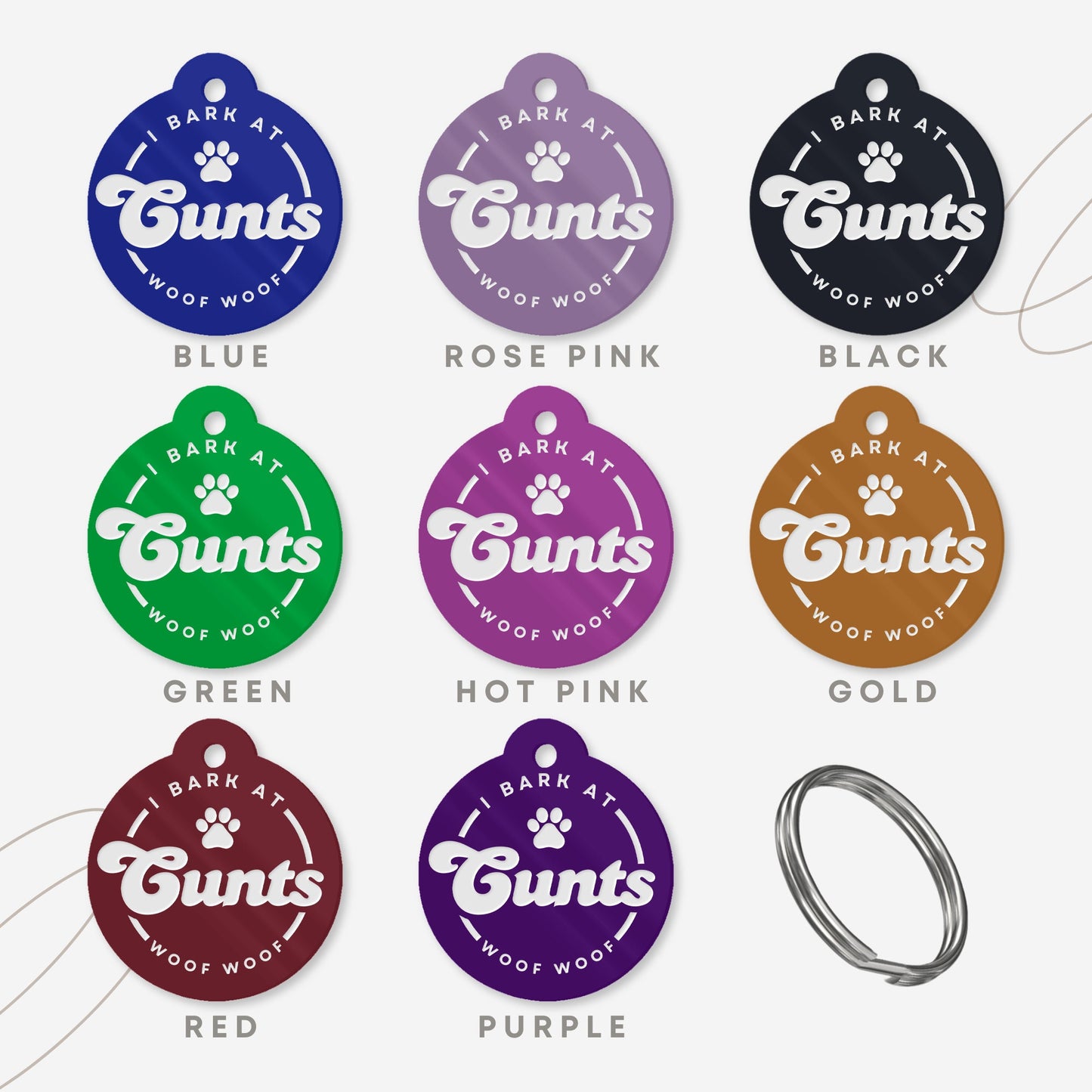 I Bark At C*nts - Personalised Dog ID Collar Tag: Rude Funny Custom Pet Safety Accessories, New Pet Essentials, Cheeky Unique Gift For Dog