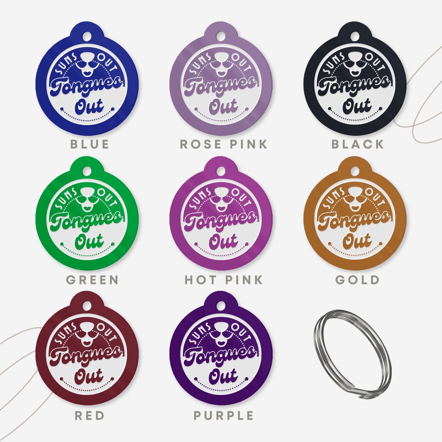 Suns Out Tongues Out - Personalised Dog ID Collar Tag: Funny Custom Pet Safety Accessories, New Pet Essentials, Unique Dog Gift