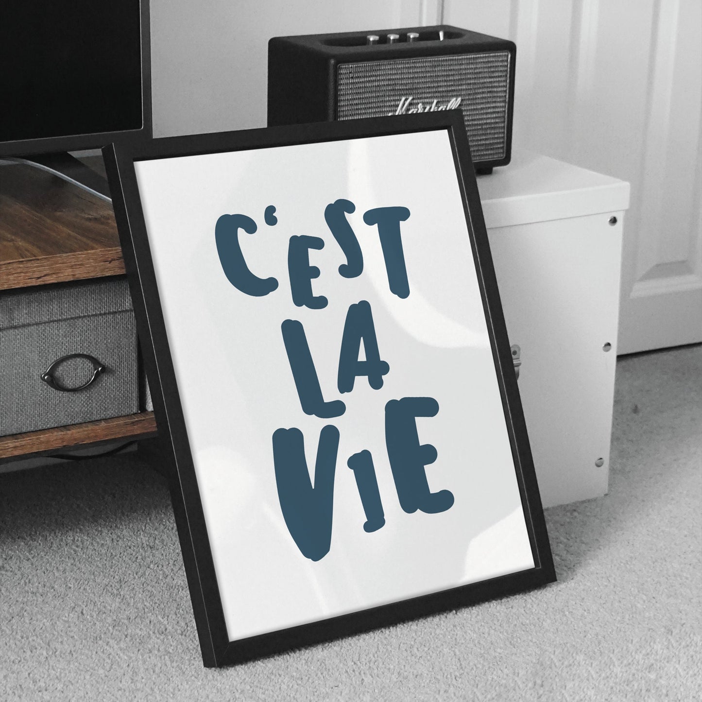 C'est La Vie - Bold & Blue Print: French Quote Poster, Wall Art, Affirmation Gift, Living Room Home Decor, Such Is Life, Modern Typography