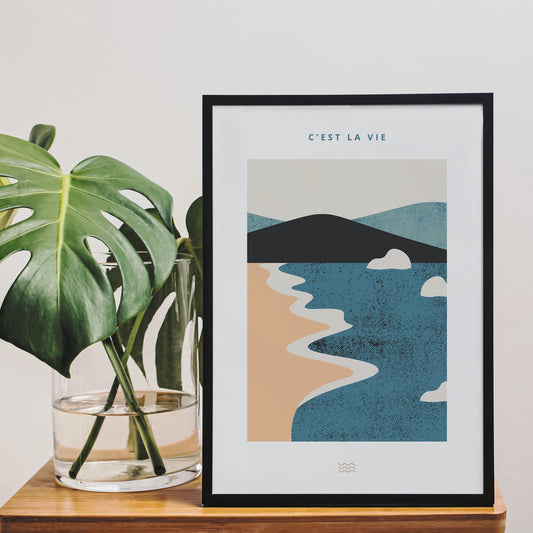 C'est La Vie - Beach Print: French Quote Poster, Wall Art, Affirmation Gift, Living Room Home Decor, Such Is Life, Modern Typography