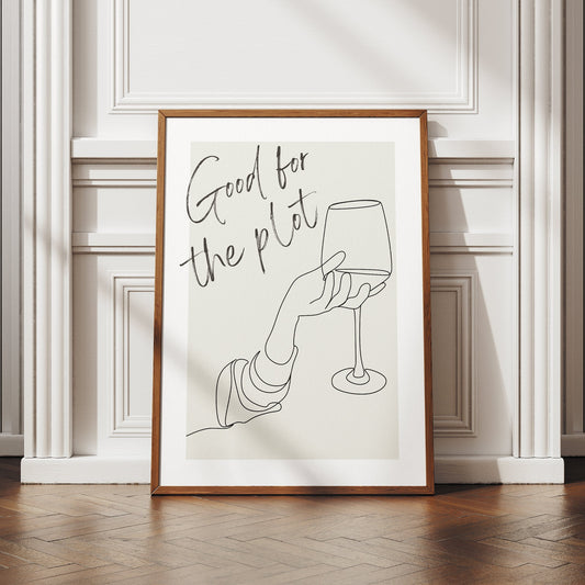 For The Plot - Line Art Print: High-quality Gloss Quote Poster, Cool Wall Art, Affirmation Gift, Living Room Home Decor, Modern Typography