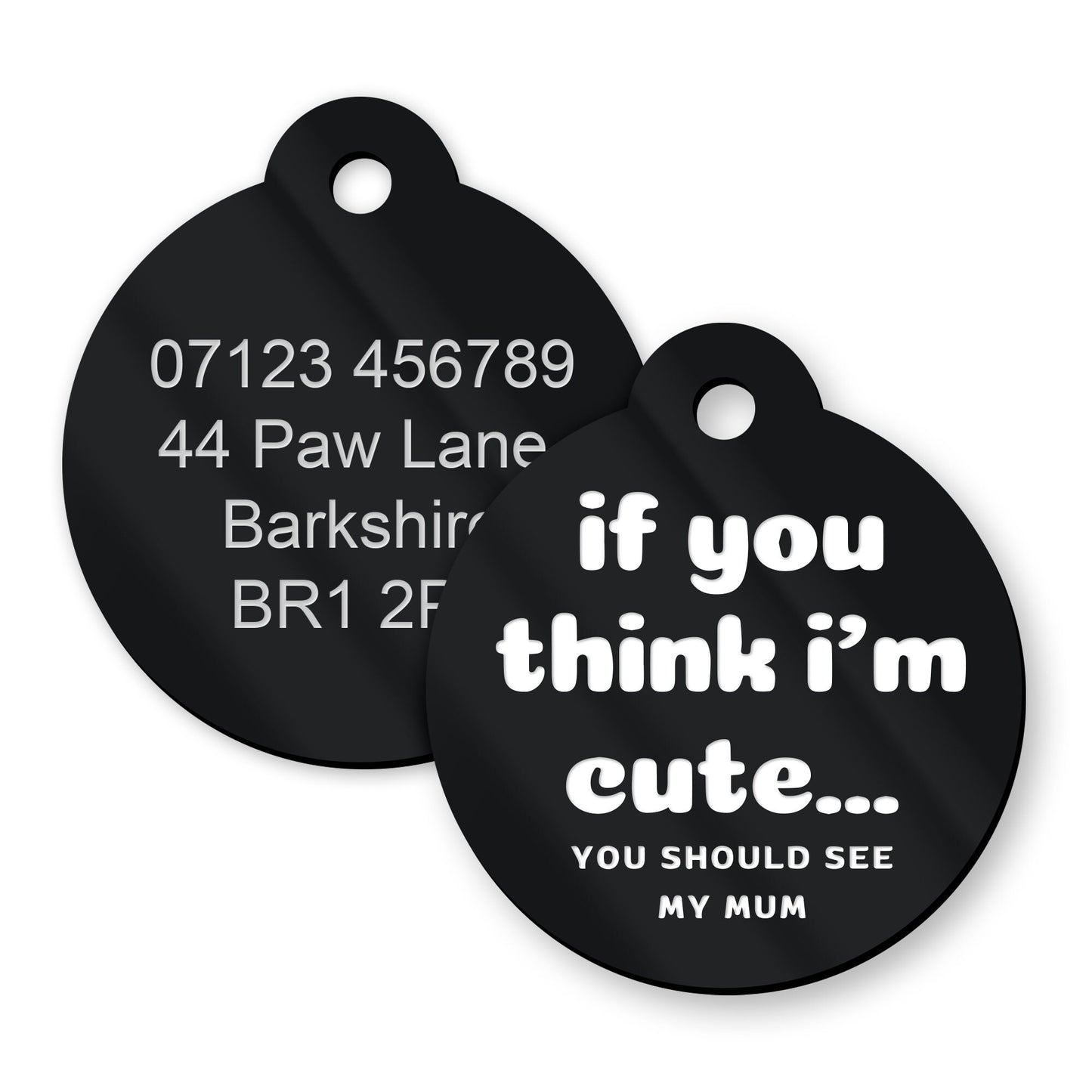 If You Think I'm Cute - Personalised Dog ID Collar Tag: Funny Custom Pet Safety Accessories, New Pet Essentials, Unique Dog Gift