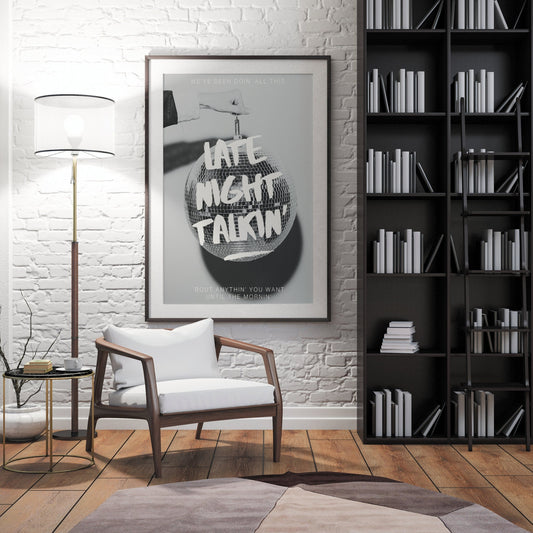 Late Night Talkin' - Disco Ball Poster: Harry Styles Song-Inspired Gloss Print, Quote Poster, Home Decor, Unique Gift Idea For Music Lover