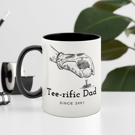 Tee-rrific Dad - Personalised Golf Mug: Perfect Golf Gift For Father's Day, Birthday or Christmas, Golf Lover, Best Dad Golf Mug Gift