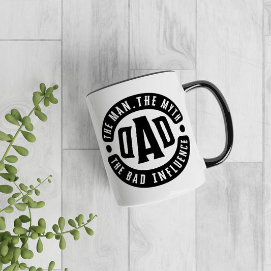 The Man The Myth The Bad Influence - Dad Logo Mug: Funny Father's Day Gift, Humorous Coffee Mug for Dad, Birthday Gift for Dad