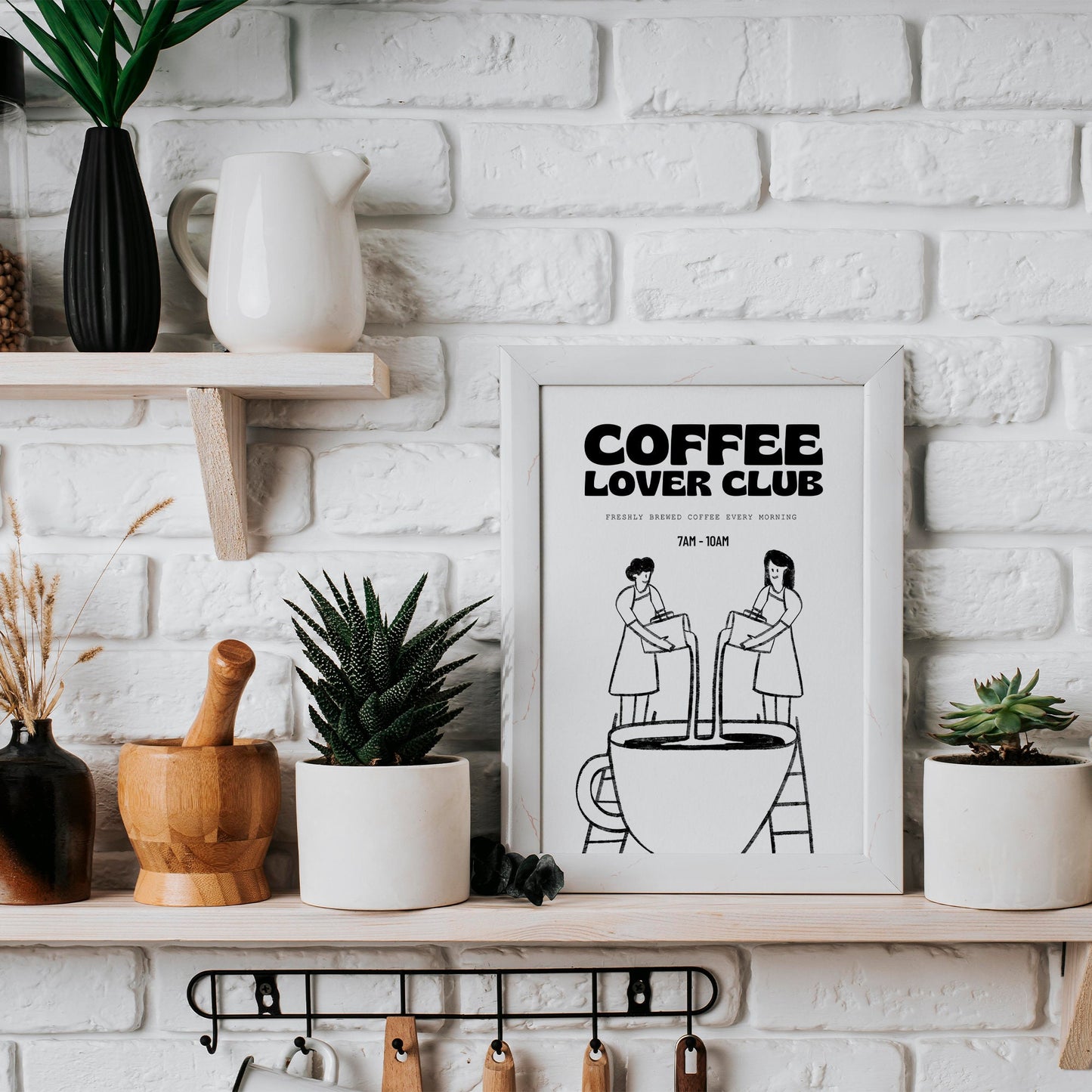 Coffee Lover Club Poster - Pouring Coffee Design, Coffee Love Gift, Kitchen Poster, Kitchen Wall Art, Coffee Corner Print, Coffee Poster
