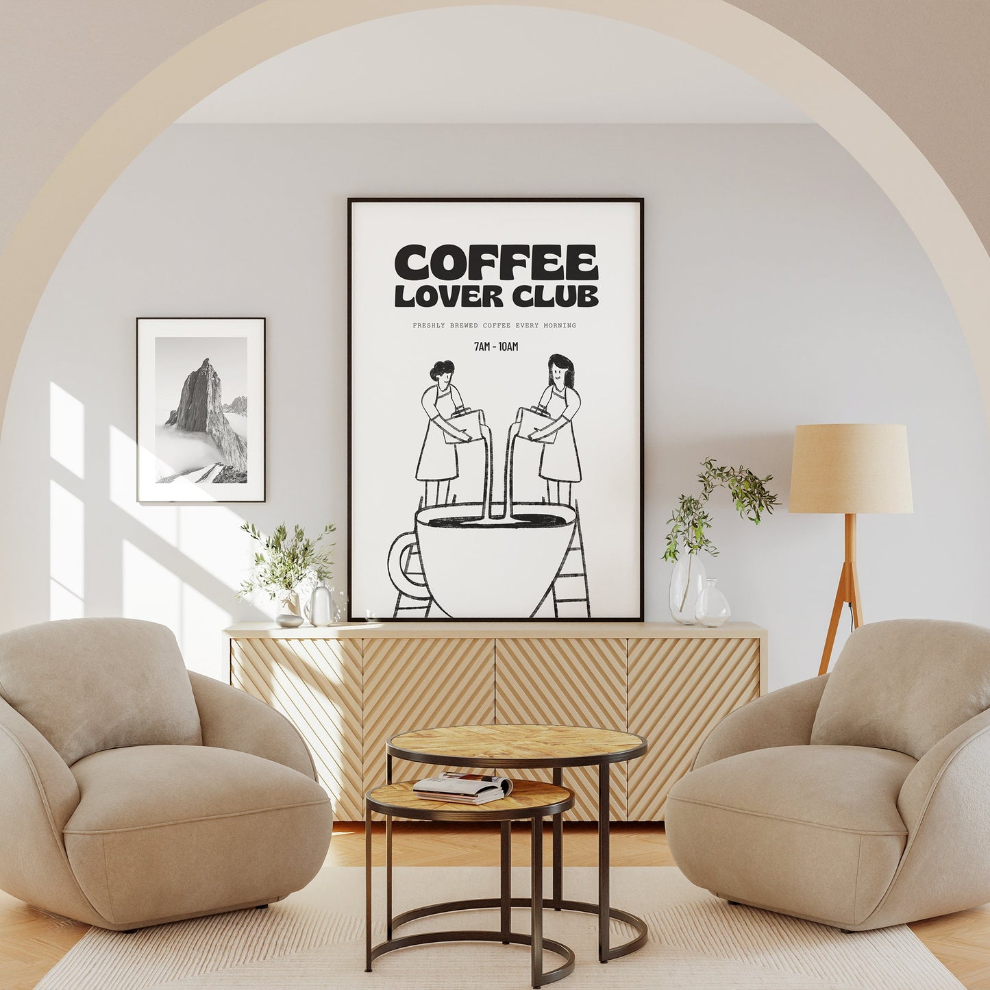 Coffee Lover Club Poster - Pouring Coffee Design, Coffee Love Gift, Kitchen Poster, Kitchen Wall Art, Coffee Corner Print, Coffee Poster