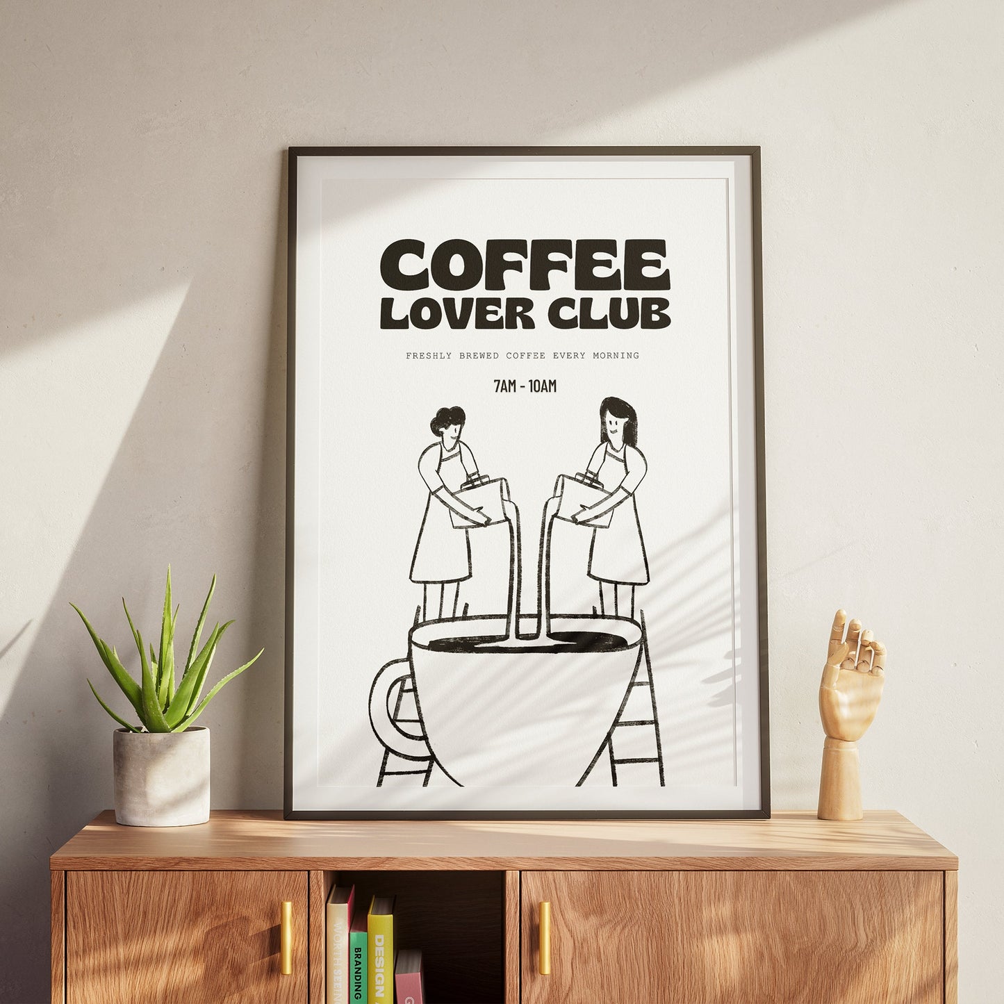 Coffee Lover Club Poster - Pouring Coffee Design, Coffee Love Gift, Kitchen Poster, Kitchen Wall Art, Coffee Corner Print, Coffee Poster