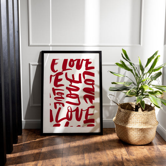 Love Pattern Poster, Home Decor, Home Wall Art, Minimal Home Decor, Aesthetic Home Print For Bedroom, Entry Way, Living Room & More