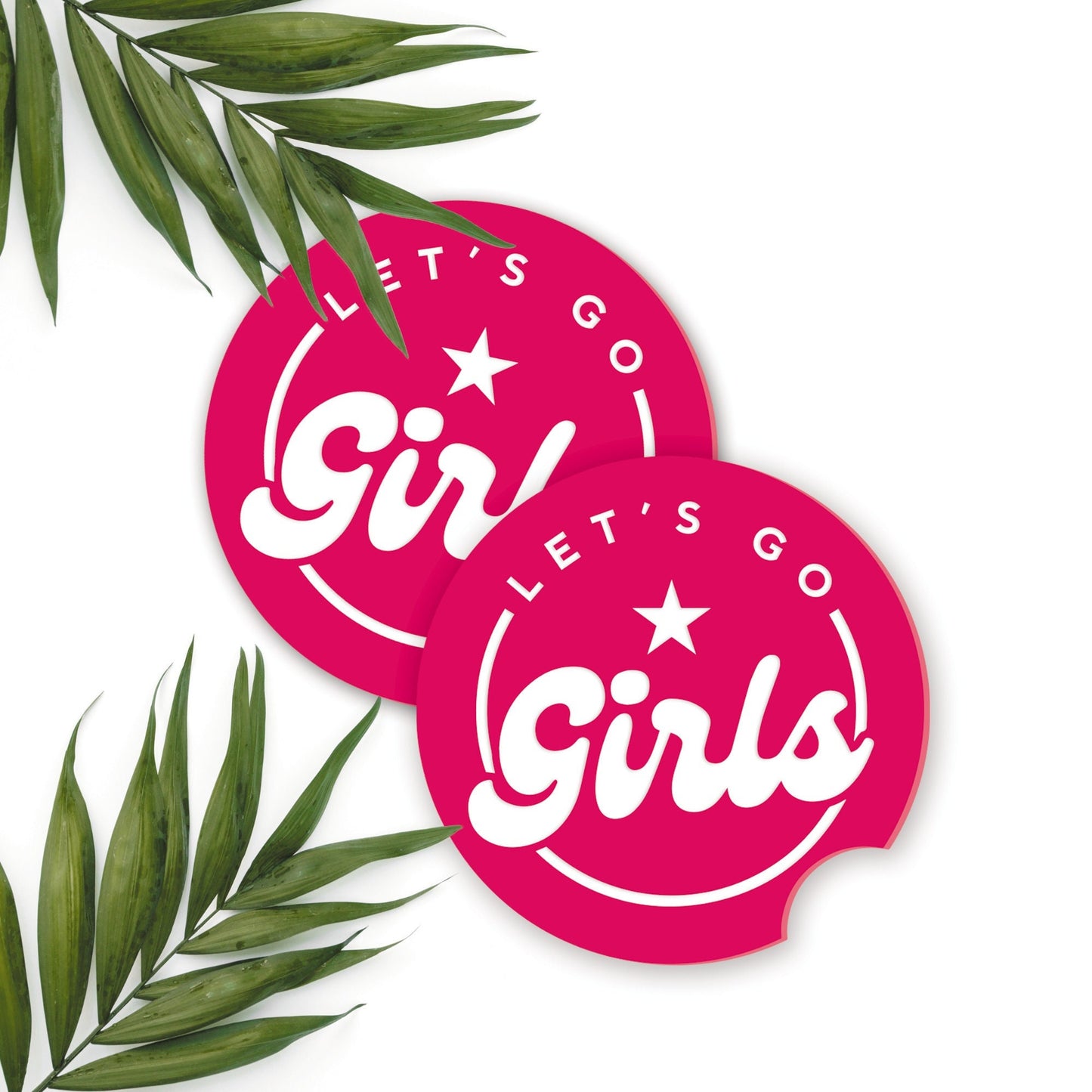 Let's Go Girls - Retro Star Car Coaster Set: Girly Car Accessory, Cowgirl Vibes Cup Holder Insert, Aesthetic Car Interior, Cute Gift For Her