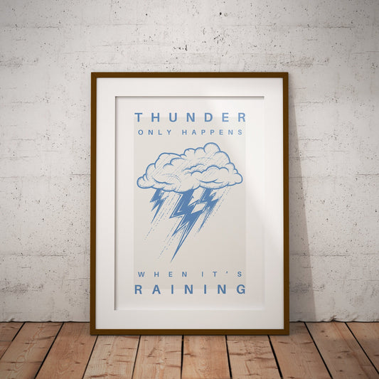 Dreams - Storm Cloud Poster: Fleetwood Mac, Thunder Only Happens When It's Raining, Lyric Print, Music Quote Poster, Home Decor Lyric Art