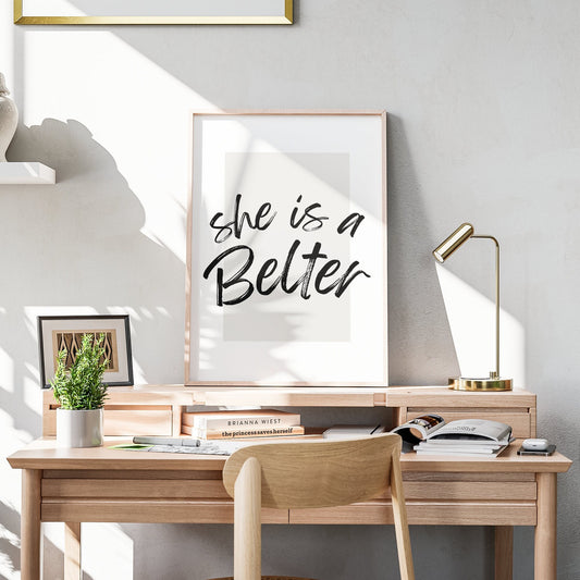 She Is A Belter - Script Poster: Gerry Cinnamon Inspired Poster, Bold Typography Wall Art, Scottish Music Print, Lyric Poster, Home Decor