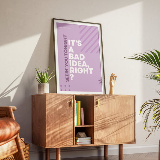 Bad Idea Right? Typography Poster: Olivia Rodrigo Song-Inspired Gloss Print, Quote Poster, Home Decor, Iconic Lyric Print, Music Lover
