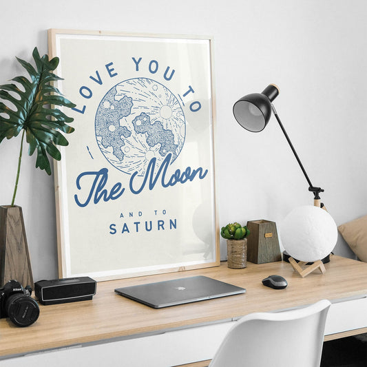 To The Moon & To Saturn - Retro Blue Poster: Taylor Swift Song-Inspired Print, Seven Quote Poster, Folklore Era Home Decor, Music Lover Gift