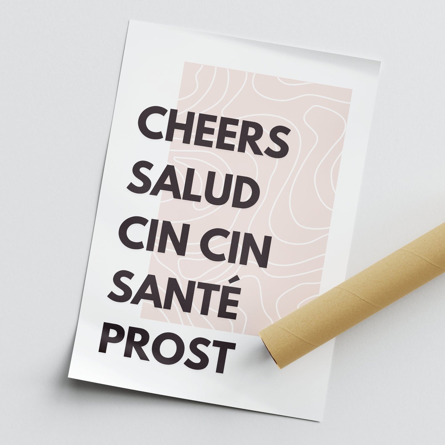 Cheers - Classic Print: Cool Language Quote Wall Art, Toast Poster, Modern Home Decor, Typography Print, Home Bar or Kitchen Decor