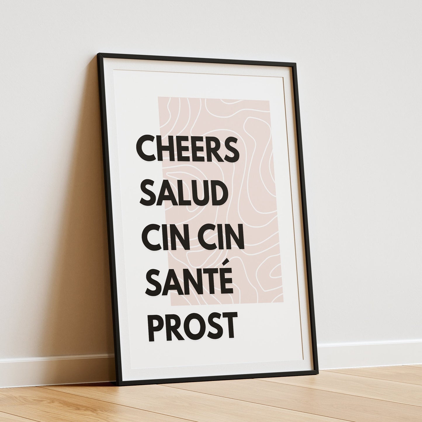Cheers - Classic Print: Cool Language Quote Wall Art, Toast Poster, Modern Home Decor, Typography Print, Home Bar or Kitchen Decor