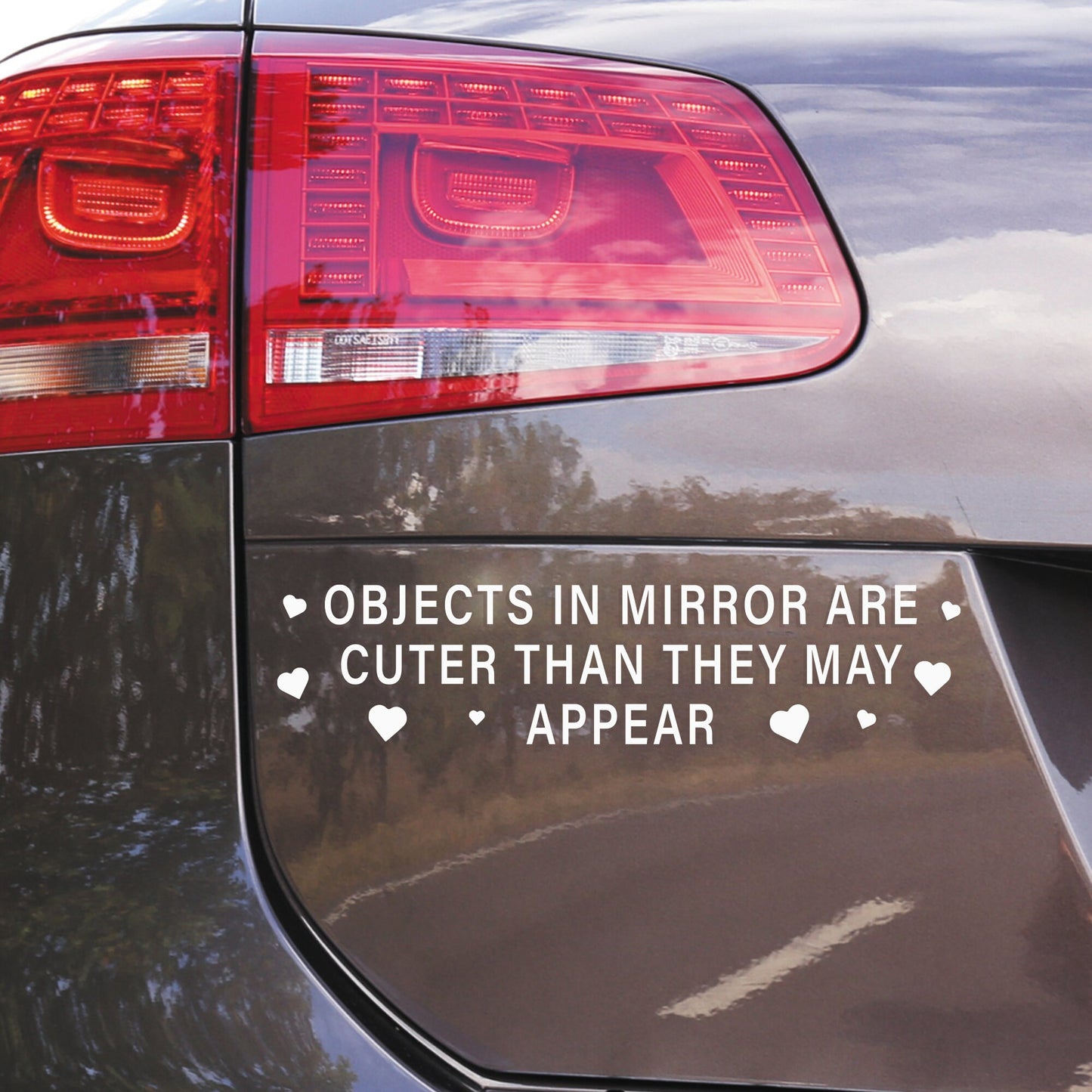 Objects In Mirror - Hearts: Girly Car Sticker, Cute Car Accessory,  Funny Bumper Vinyl Decal, Window Sticker, Quote Sticker For Her