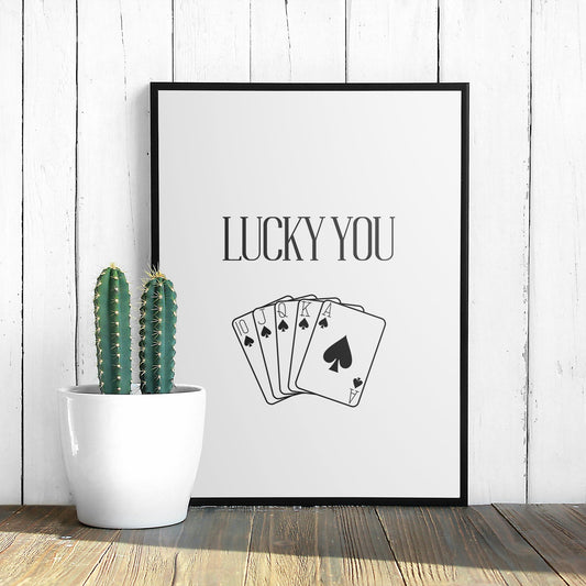 Lucky You - Cards Design Poster, Home Decor, Trendy Wall Art, Bedroom Poster, Living Room Poster, House Wall art, Modern Poster Design