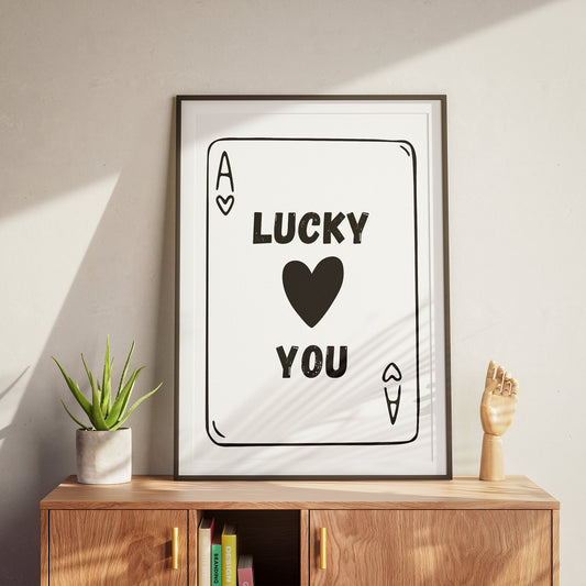 Lucky You - Ace Of Hearts Card Design Poster, Home Decor, Trendy Wall Art, Bedroom Poster, Living Room Poster, Modern Poster Design