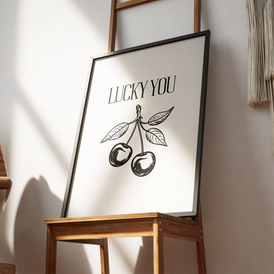 Lucky You - Cherry Design Poster, Home Decor, Trendy Wall Art, Bedroom Poster, Living Room Poster, House Wall art, Modern Poster Design