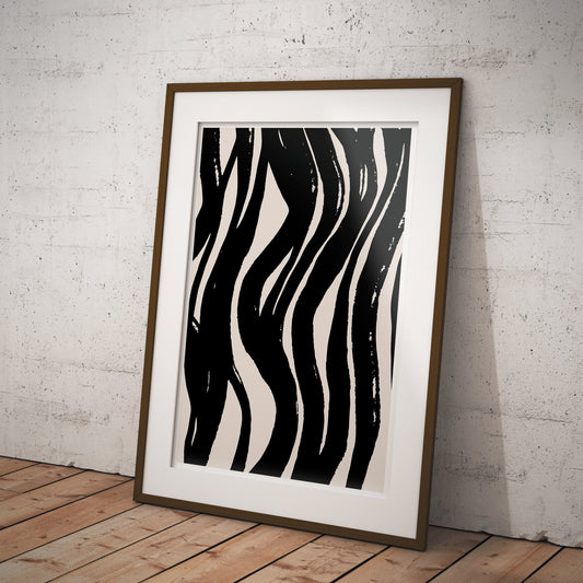 Abstract Black Paint Lines Poster: Modern Art, Minimal Home Decor, Trendy Wall Art - Aesthetic Print For Bedroom, Entry Way, Living Room