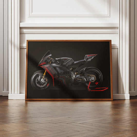 Ducati V21L MotoE Electric Sports Bike Poster: Italian Motorbike Print, Racing Motorcycle, Home Decor, Motorcycle Gift, Memorabilia Wall Art