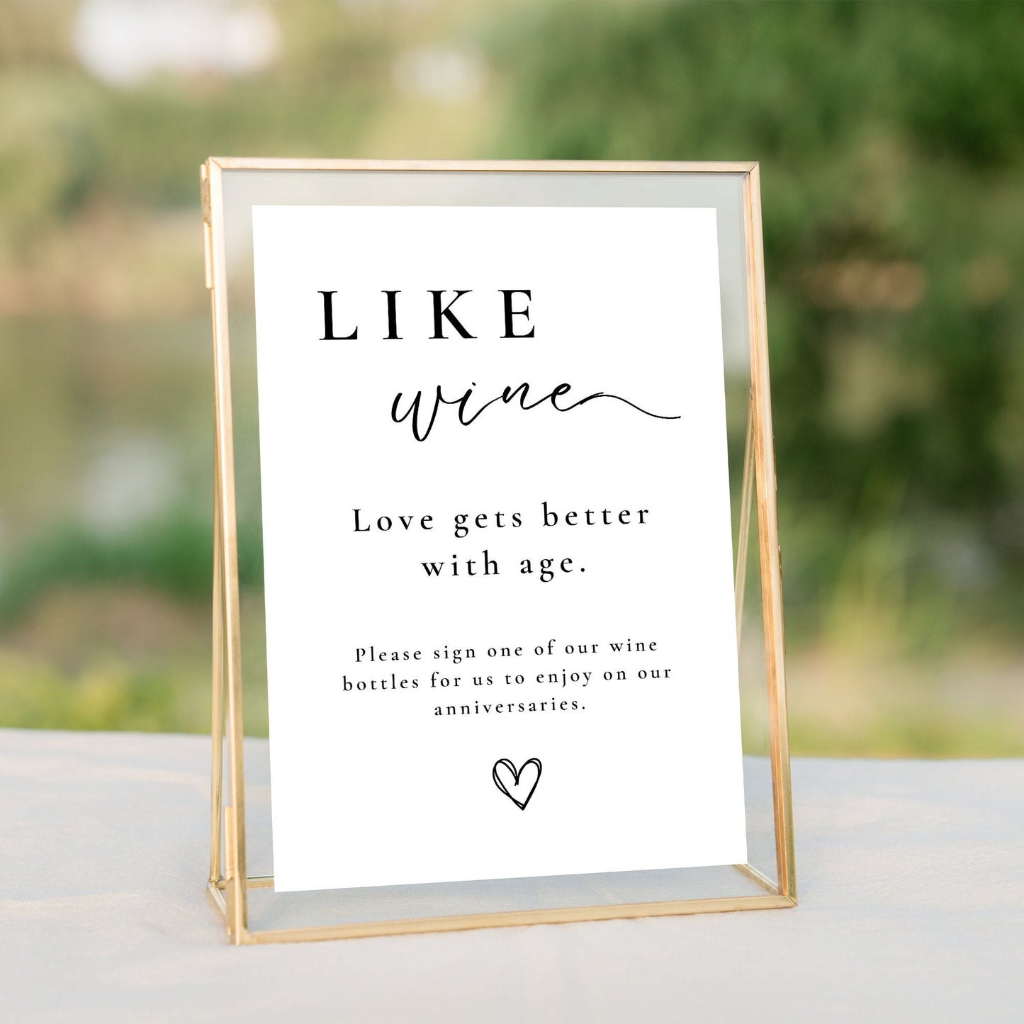 Like Wine, Love Gets Better With Age - Wedding Sign, Sign A Bottle, A5 Wedding Note, Small Wedding Sign,  Wedding Keepsake, Modern Guestbook