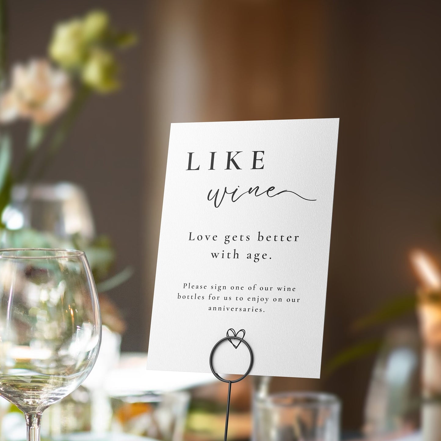 Like Wine, Love Gets Better With Age - Wedding Sign, Sign A Bottle, A5 Wedding Note, Small Wedding Sign,  Wedding Keepsake, Modern Guestbook