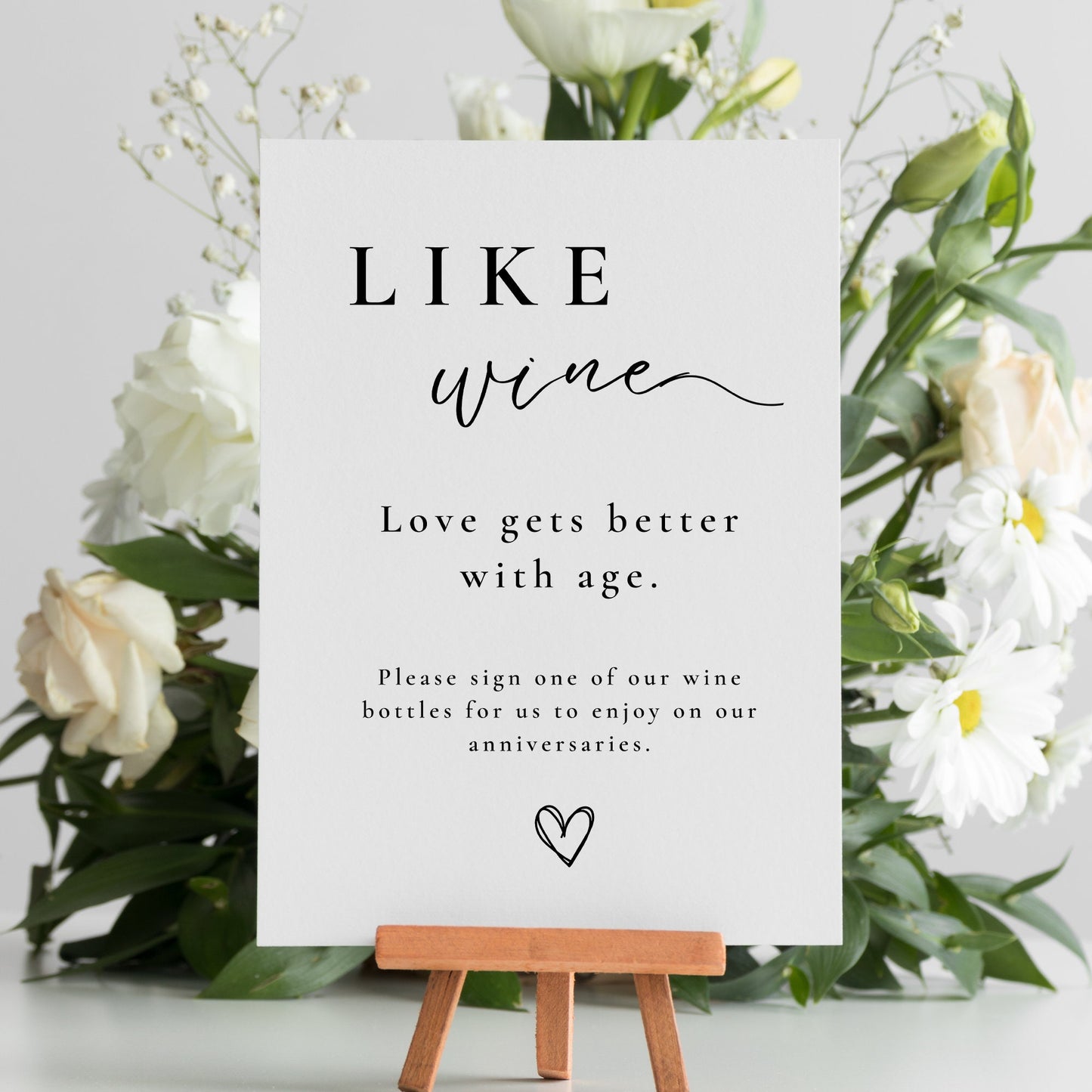 Like Wine, Love Gets Better With Age - Wedding Sign, Sign A Bottle, A5 Wedding Note, Small Wedding Sign,  Wedding Keepsake, Modern Guestbook