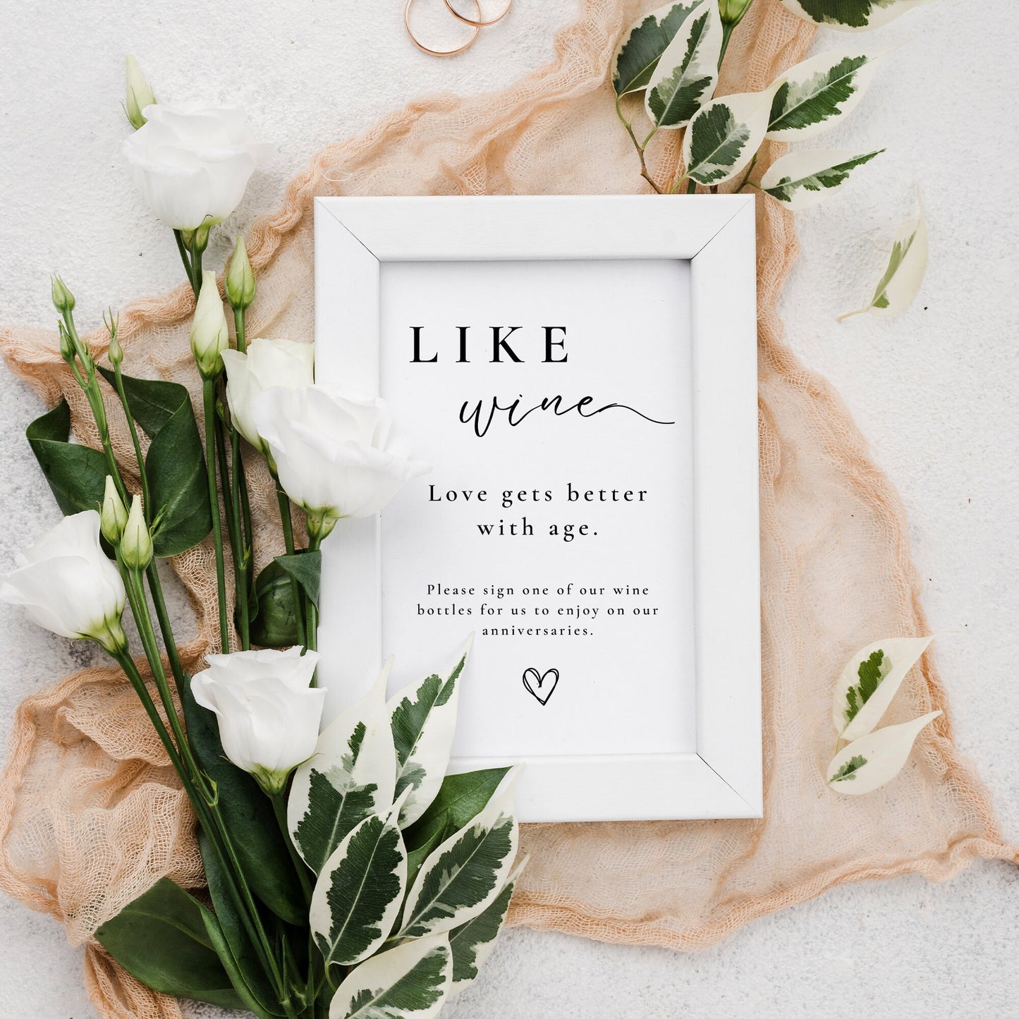 Like Wine, Love Gets Better With Age - Wedding Sign, Sign A Bottle, A5 Wedding Note, Small Wedding Sign,  Wedding Keepsake, Modern Guestbook