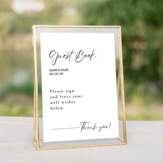 Please Sign Our Guestbook, Thank You - Personalised Wedding Sign, Unique Wedding Sign, Modern Guestbook, Elegant Design, Wedding Guest Book