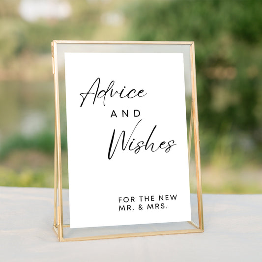 Advice & Wishes For The New Mr and Mrs - Wedding Sign, Unique Wedding Decor, Write A Note Wedding Sign, Elegant Wedding Signs