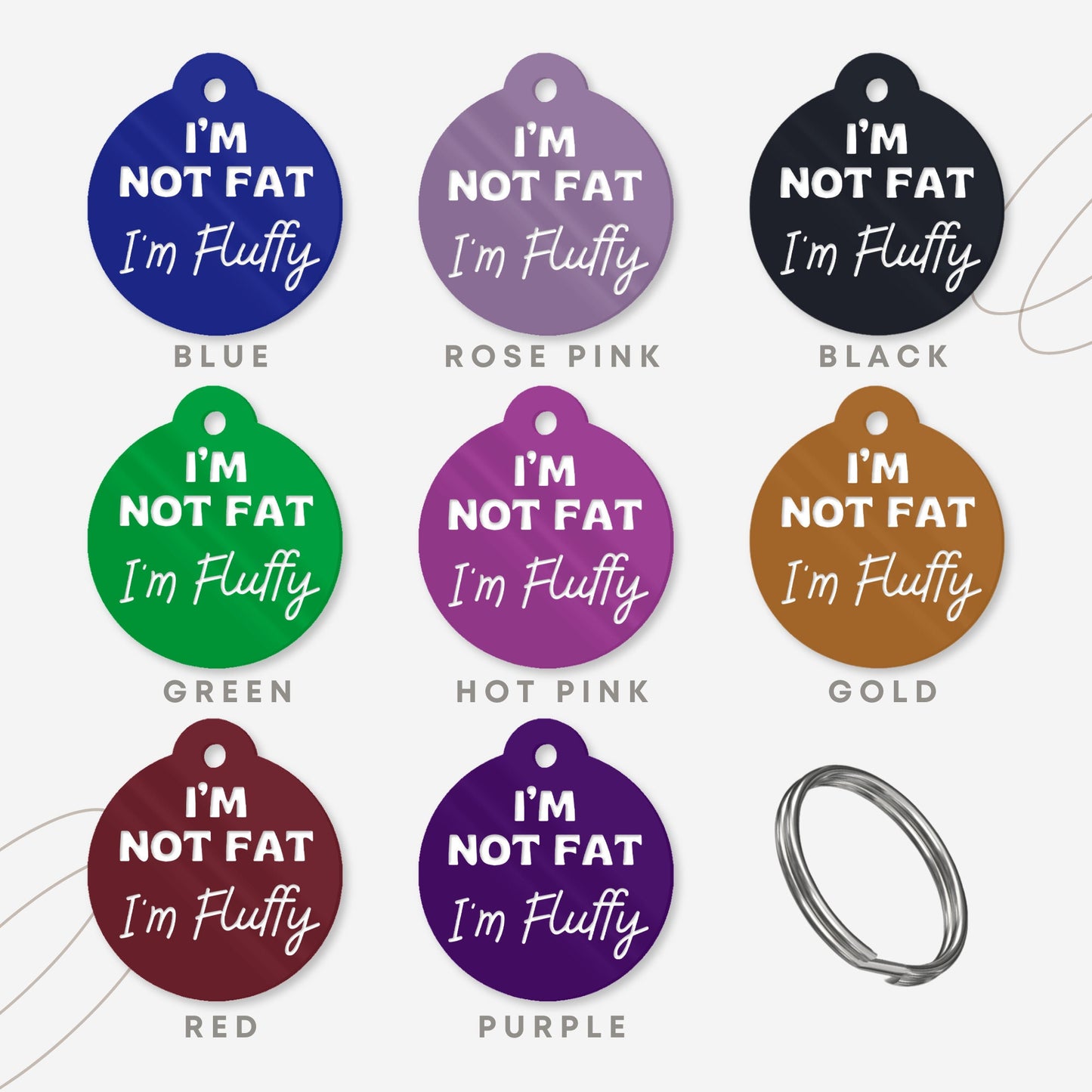 I'm Not Fat, I'm Fluffy - Personalised Dog ID Collar Tag: Funny Custom Pet Safety Accessories, New Pet Essentials, Unique Dog Gift