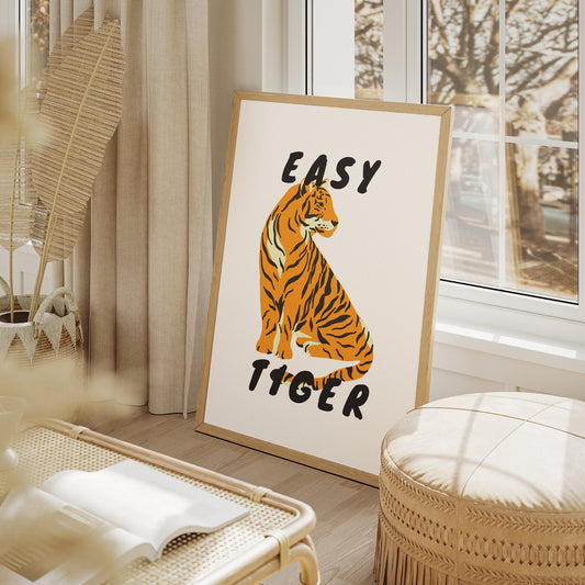 Easy Tiger Poster, Home Decor, Fun Wall Art, Vibrant Prints, Bedroom Posters, House Wall Art, Home Poster, Tiger Poster, Office Wall Art