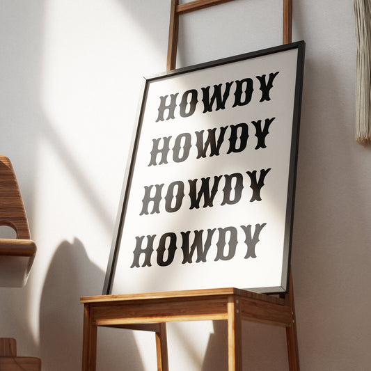 Howdy Poster Design 5, Home Decor, Fun Wall Art, Bold Prints, Bedroom Posters, House Wall Art, Home Poster, Office Poster, House Decor