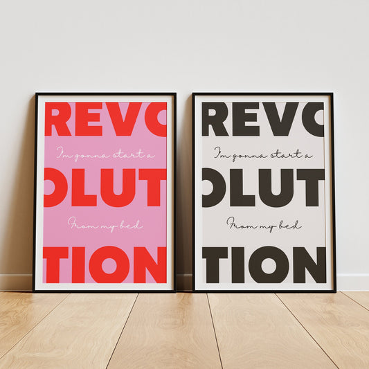 Revolution From My Bed - Oasis Song Inspired, Music Poster, Bedroom Poster, Music Lover Gift, Home Decor, Music Print, Typography Print