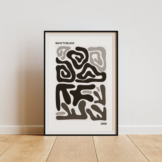 Back To Black Pattern Design Poster - Amy Winehouse Song-Inspired Gloss Print, Quote Poster, Home Decor,  Music Lyric Print, Music Lover