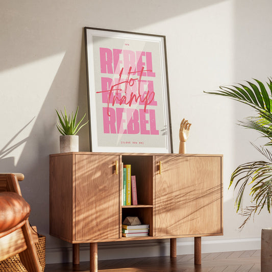 Hot Tramp - Bold Pink Poster: Rebel Rebel David Bowie Inspired Print, Retro Wall Art, Quote Poster, 70s Home Decor, Lyric Art, Music Lover