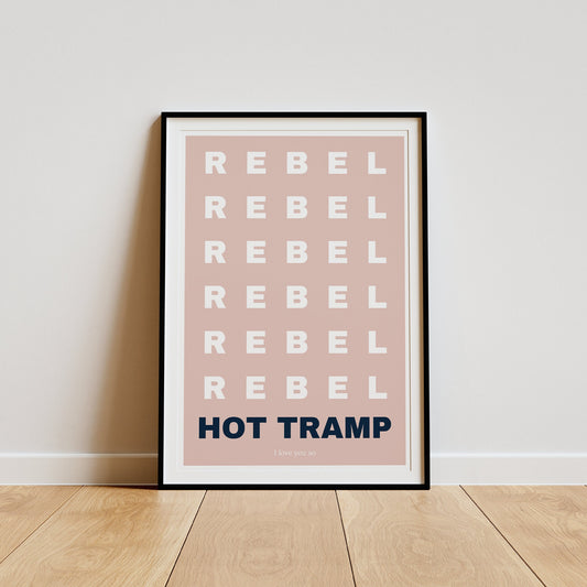 Hot Tramp - Repeat Poster: Rebel Rebel David Bowie Inspired Print, Retro Wall Art, Quote Poster, 70s Home Decor Lyric Art, Music Lover
