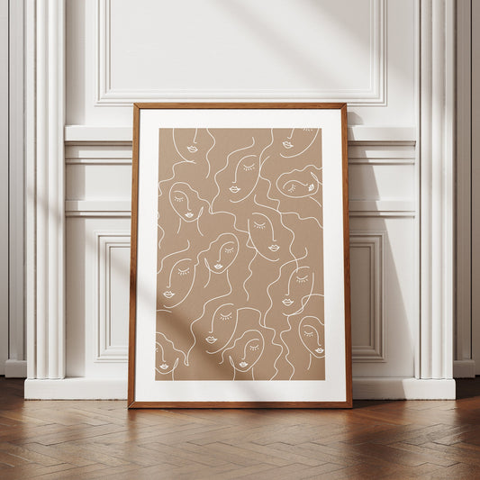 Abstract Women Face Line Art Poster: Modern Art, Minimal Home Decor, Trendy Wall Art - Aesthetic Print For Bedroom, Entry Way, Living Room