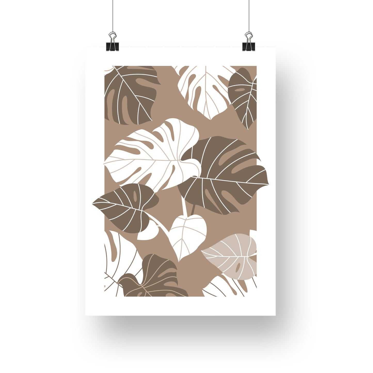 Abstract Beige & White Leaf Poster: Modern Art, Minimal Home Decor, Trendy Wall Art - Aesthetic Print For Bedroom, Entry Way, Living Room
