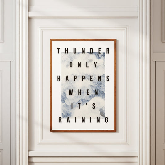 Dreams - Painted Clouds Poster: Fleetwood Mac, Thunder Only Happens When It's Raining, Lyric Print, Music Quote Poster, Home Decor Lyric Art