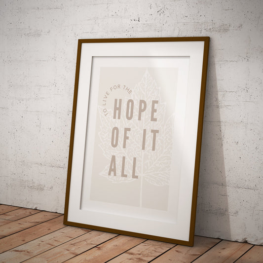 Hope Of It All - Autumnal Poster: Taylor Swift Song-Inspired Gloss Print, August Quote Poster, Folklore Home Decor, Music Lover Gift