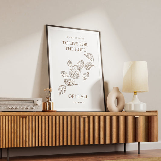 Hope Of It All - Falling Leaves Poster: Taylor Swift Song-Inspired Gloss Print, August Quote Poster, Folklore Home Decor, Music Lover Gift