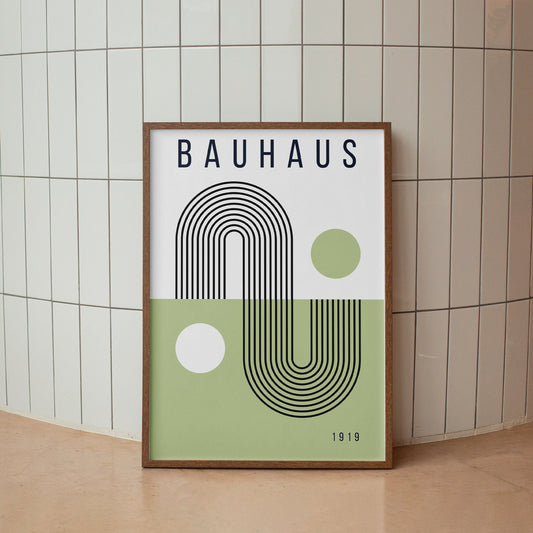 Abstract Green Bauhaus Posters: Modern Art, Minimal Home Decor, Trendy Wall Art - Aesthetic Print For Bedroom, Entry Way, Living Room, Mocha