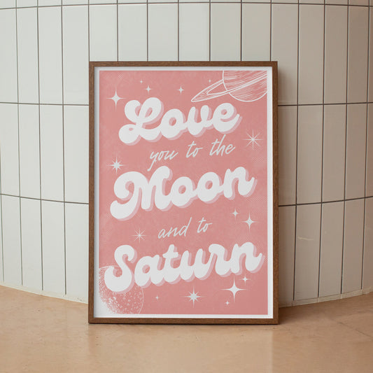 To The Moon & To Saturn - Pink Poster: Taylor Swift Song-Inspired Print, Seven Quote Poster, Folklore Era Home Decor, Music Lover Gift