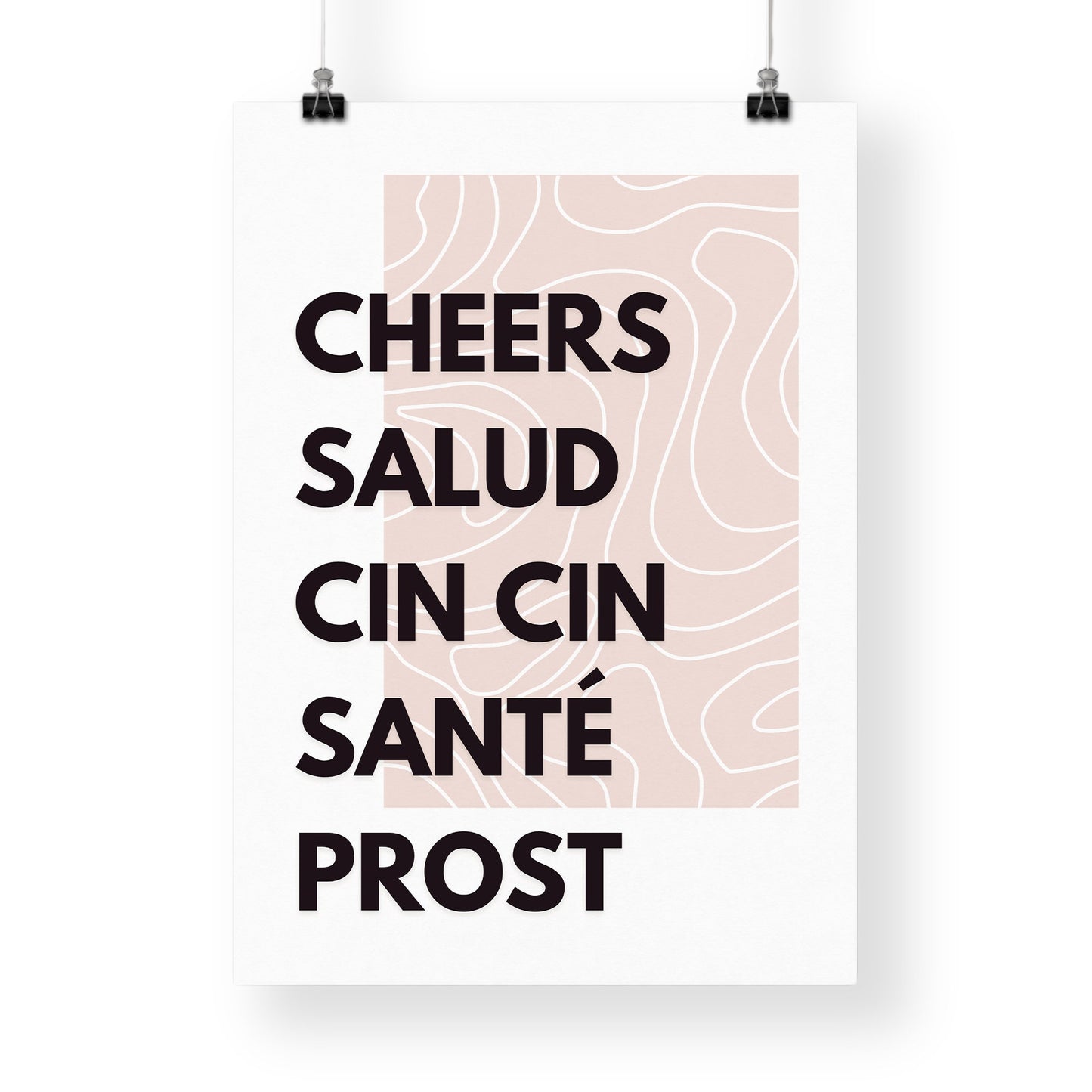 Cheers - Classic Print: Cool Language Quote Wall Art, Toast Poster, Modern Home Decor, Typography Print, Home Bar or Kitchen Decor